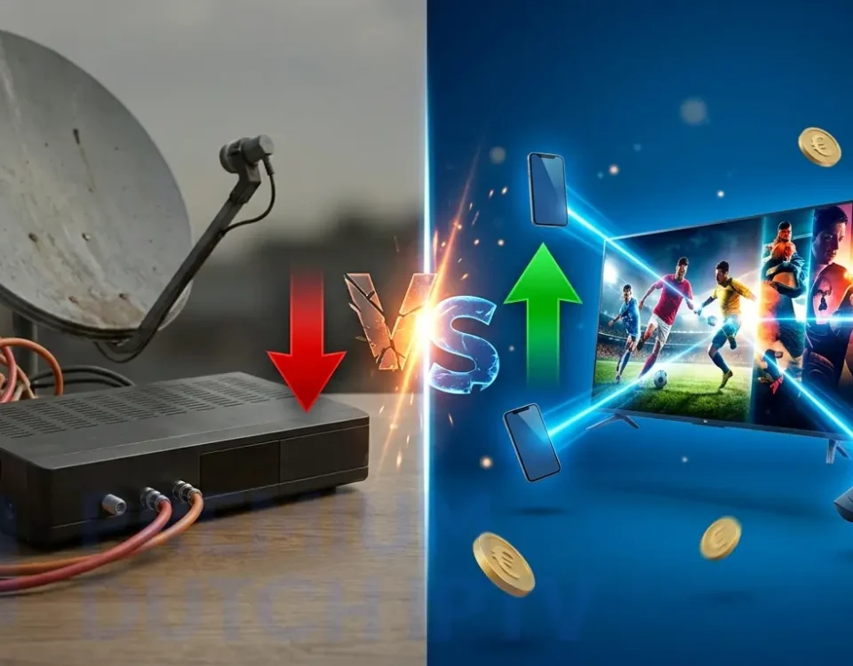 IPTV vs Kabel TV vergelijking 2026 - Premium Dutch IPTV bespaart €3700 over 5 jaar
