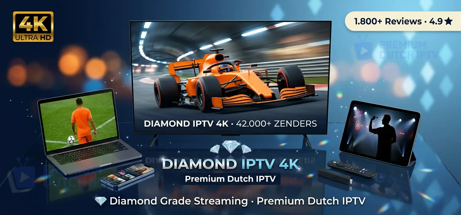 Diamond IPTV 4K Premium Dutch IPTV op alle apparaten Smart TV Firestick Android Box met Formule 1 Oranje voetbal premium content