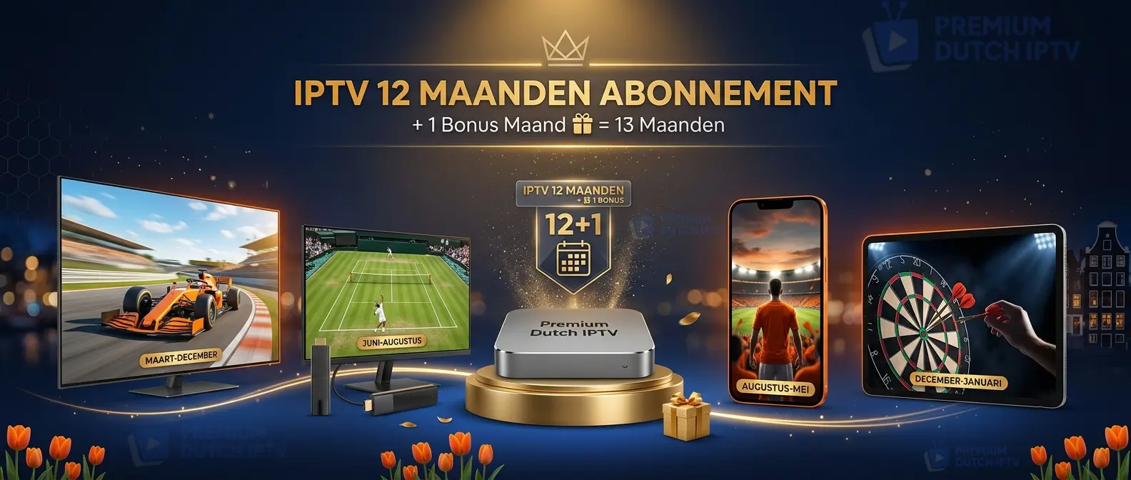 IPTV 12 maanden abonnement Nederland op alle apparaten Smart TV Firestick Android Box Premium Dutch IPTV 1 jaar