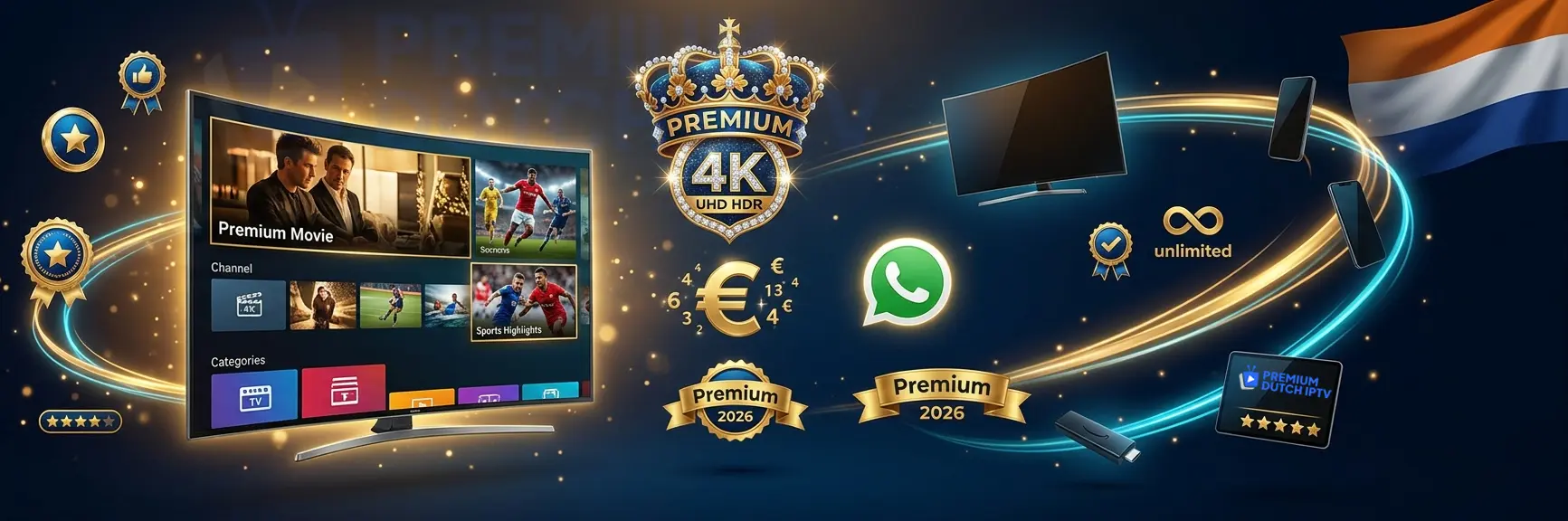 Premium IPTV Nederland kopen Premium Dutch IPTV 2026 bestel direct 4K Ultra HD